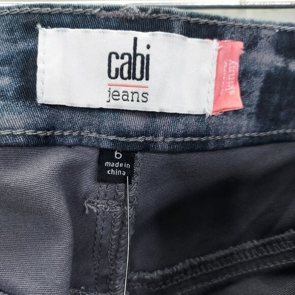Cabi Grid Jeans Women's 6 Curvy Skinny Blue Shibiri Tye Dye Plaid Mid Rise 3047 - Picture 7 of 14